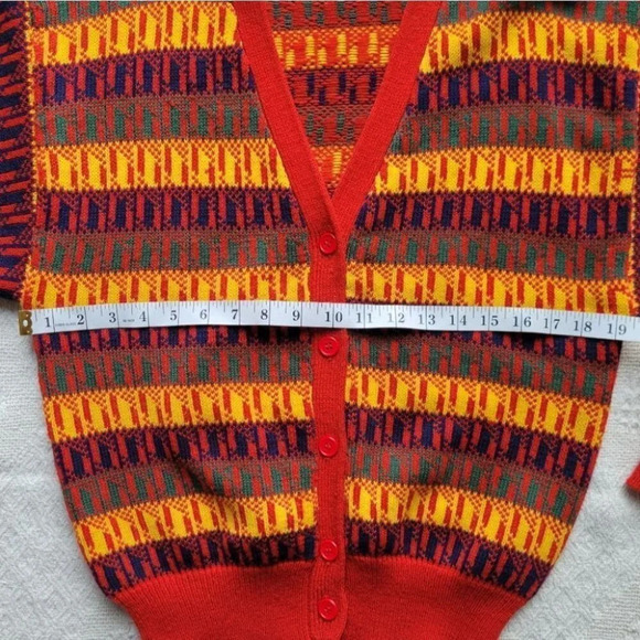 Sweet Baby Jane, Red Colorful Button  up Knit Cardigan - Picture 10 of 13